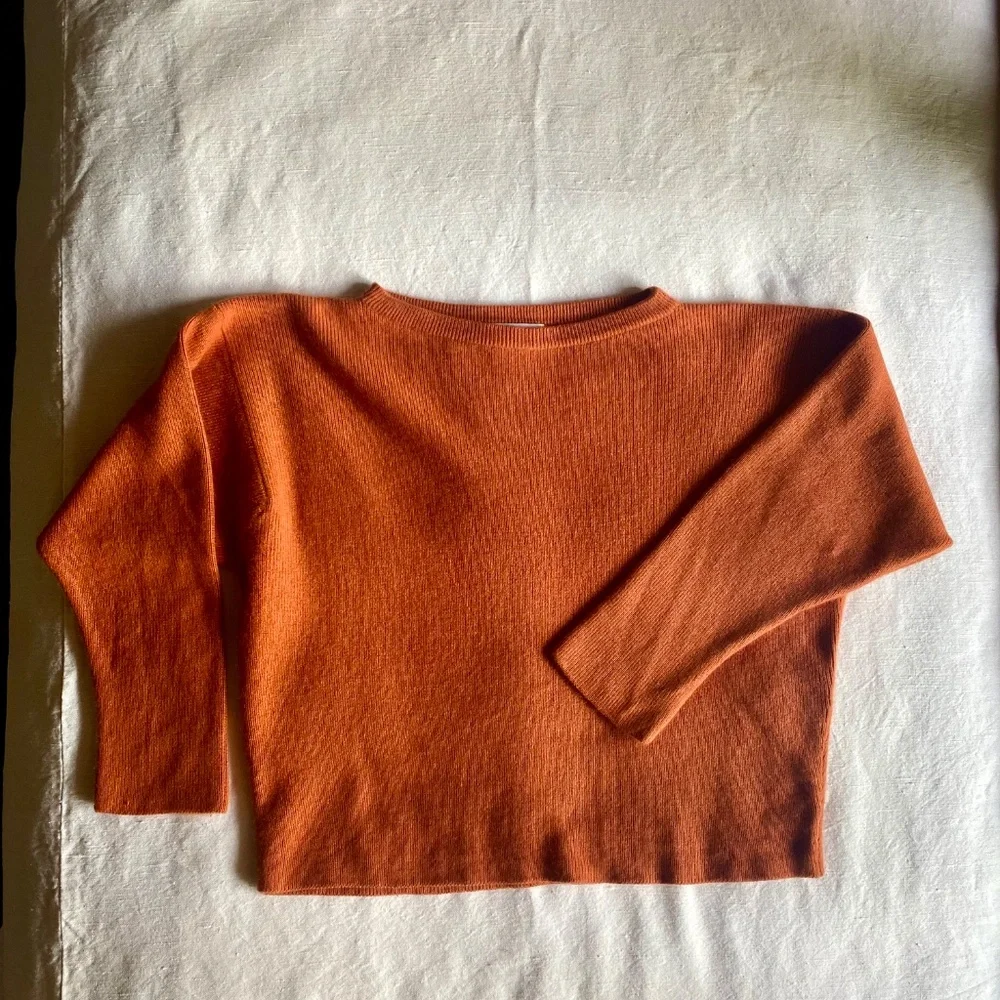 Dusan Womens Orange Silk and Cashmere Sweater Sz Large Lagenlook Luxury Designer - Picture 2 of 12